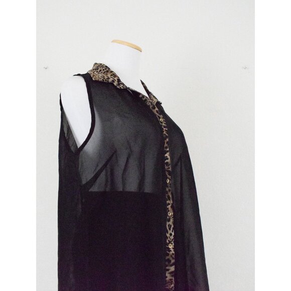 Vintage 80s Black‎ Sheer Blouse size XL - Picture 6 of 9